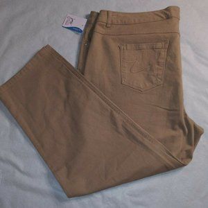 Classic Fit Twill Women Dress Pants Work Beige